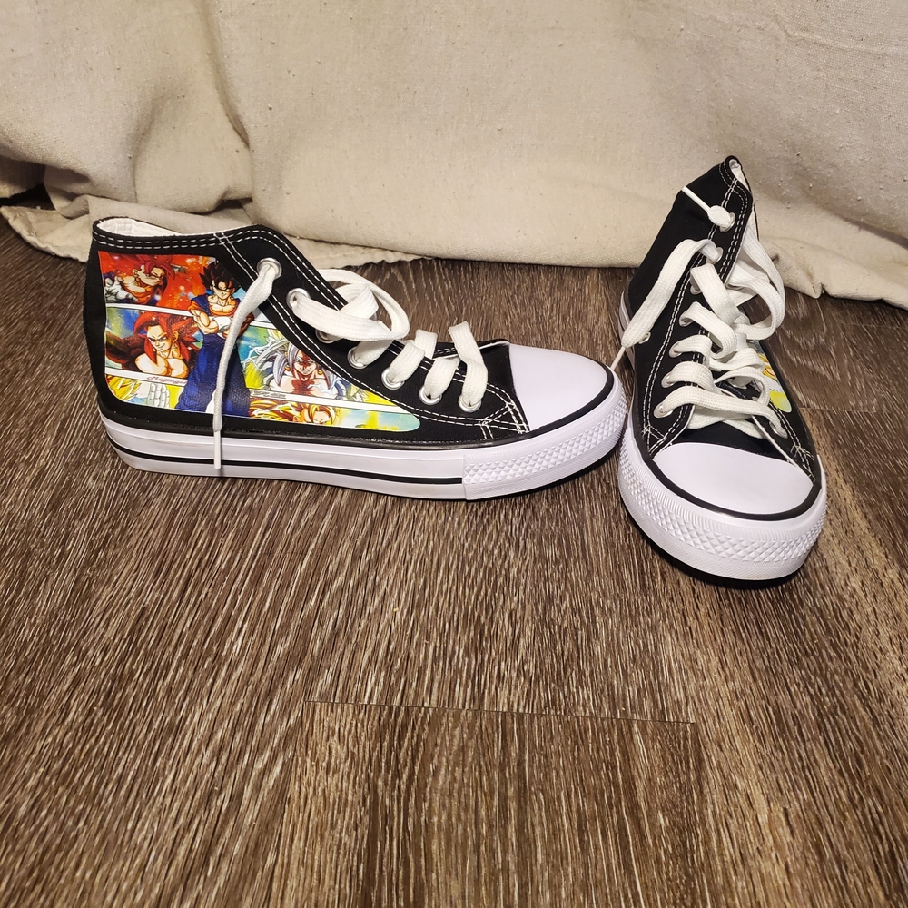 Dragon Ball Z Black High-Top Sneakers with Colorful Cartoon Design